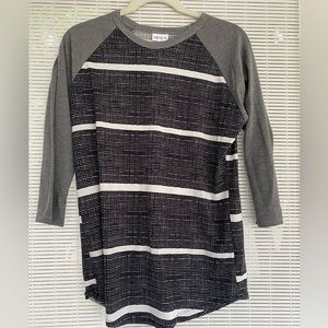 LuLaRoe Randy Size M 3/4 sleeve tee, black/white/gray
